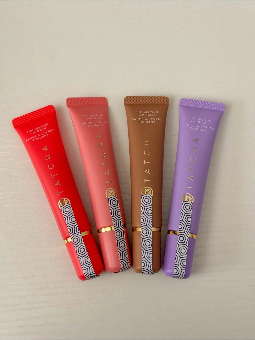 Tatcha Melting Lip Balm Set — Red, Pink, Brown, Purple